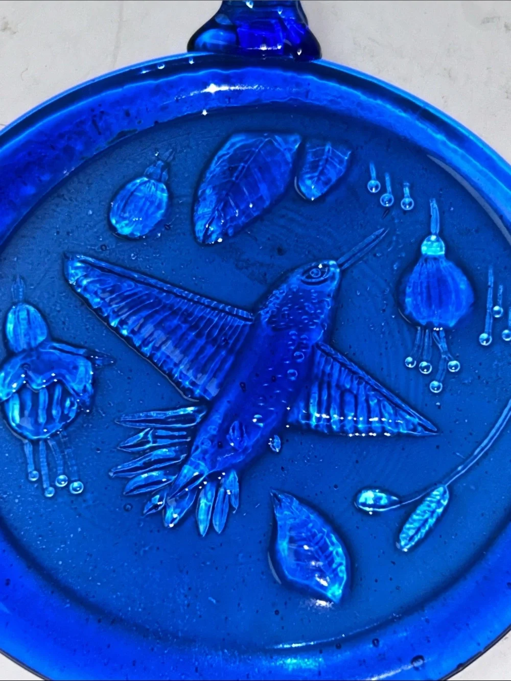 Cobalt blue Round Hummingbird Ornament or Suncatcher